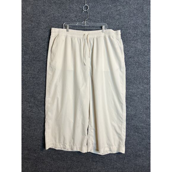 Old Navy Womens Cropped Wide Leg Pants Sz 3X Tan Stretch Tech Dry Quick Pull On - Picture 1 of 7
